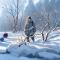 雪中漫步一点红