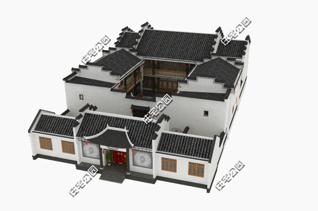 gif 新中式合院户型5:20套户型均单独发过,包含效果图,平面图,立面图