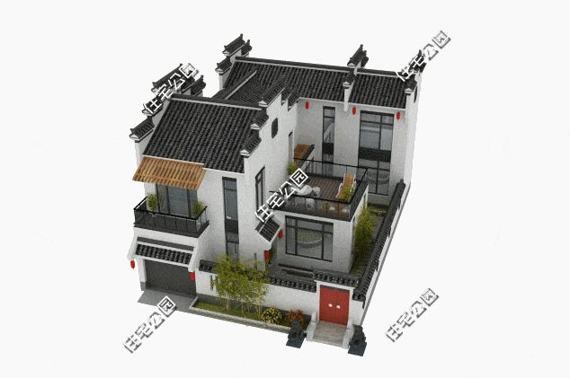 gif 新中式合院户型5:20套户型均单独发过,包含效果图,平面图,立面图