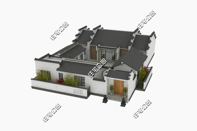 gif 新中式合院户型5:20套户型均单独发过,包含效果图,平面图,立面图