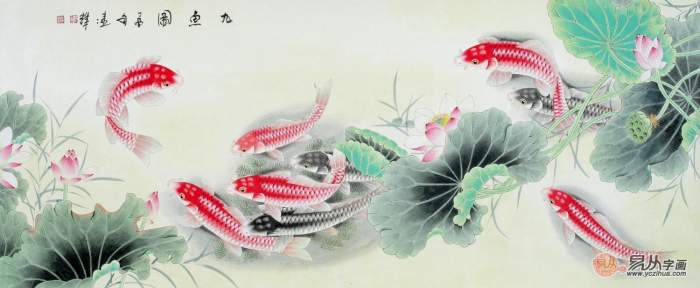 中式客厅挂什么画招财?九鱼旺运聚财是佳选-装