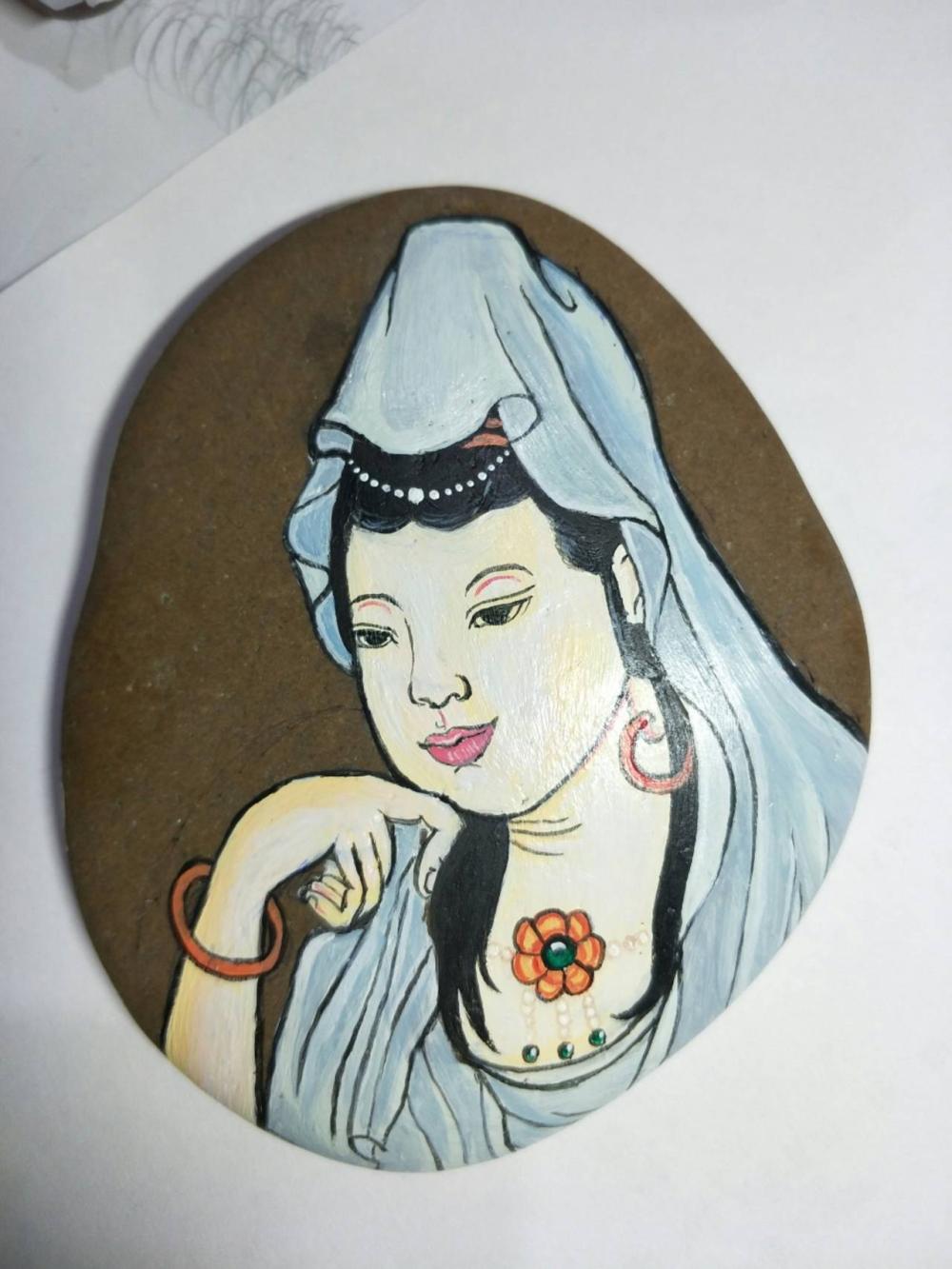 中国风—观音菩萨石头画教程