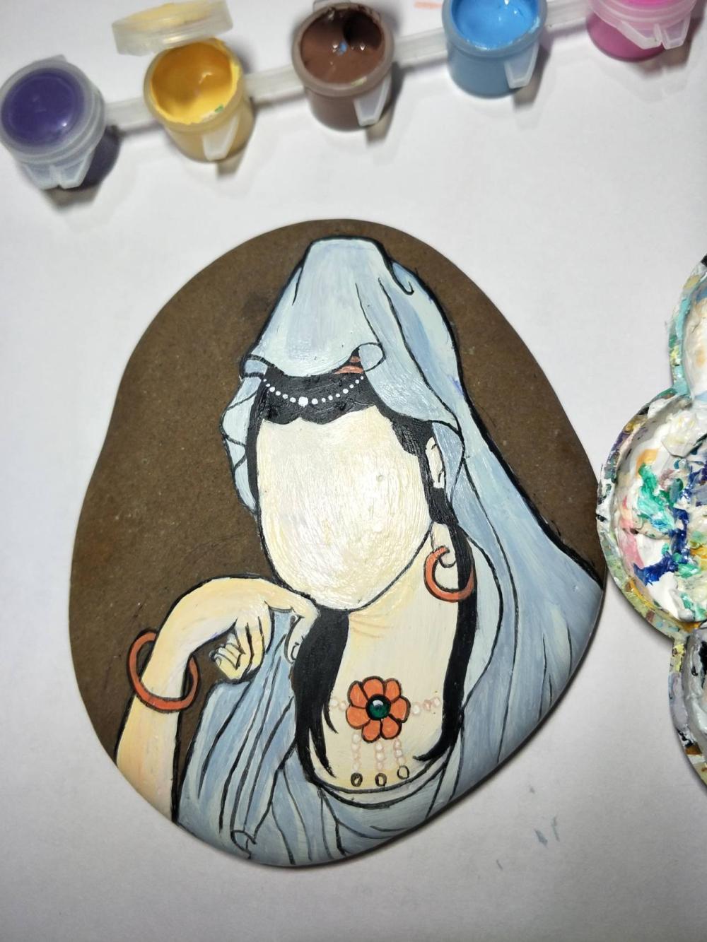 中国风—观音菩萨石头画教程