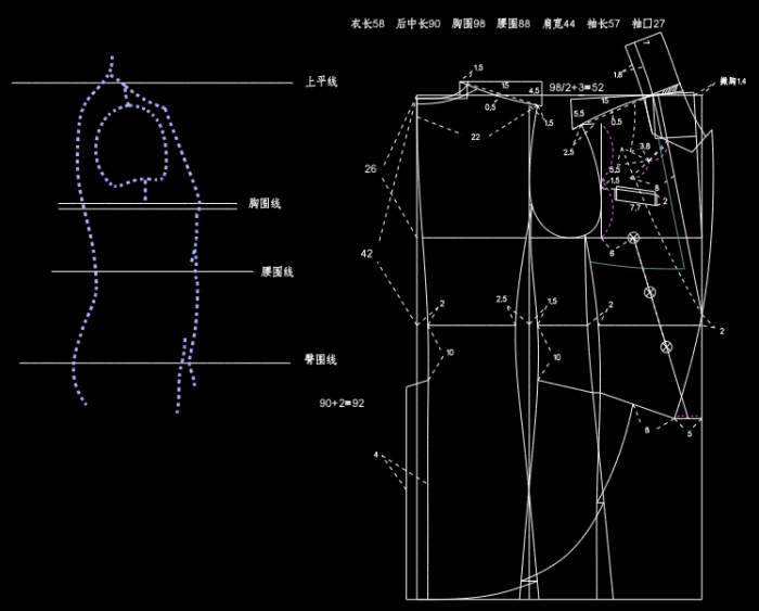 男西装燕尾服打版裁剪制图-服装制版