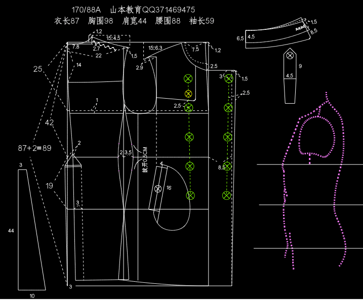 服装打版-双排扣男风衣外套打版教程