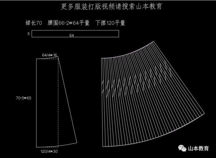 百褶裙详细打版制图-服装打版教程