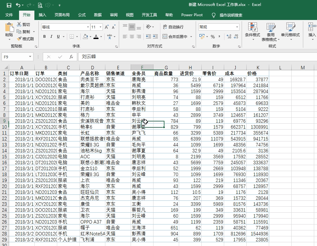 勾选包含标题,点击确定 gif 紧接着点击插入功能组选择数据透视表