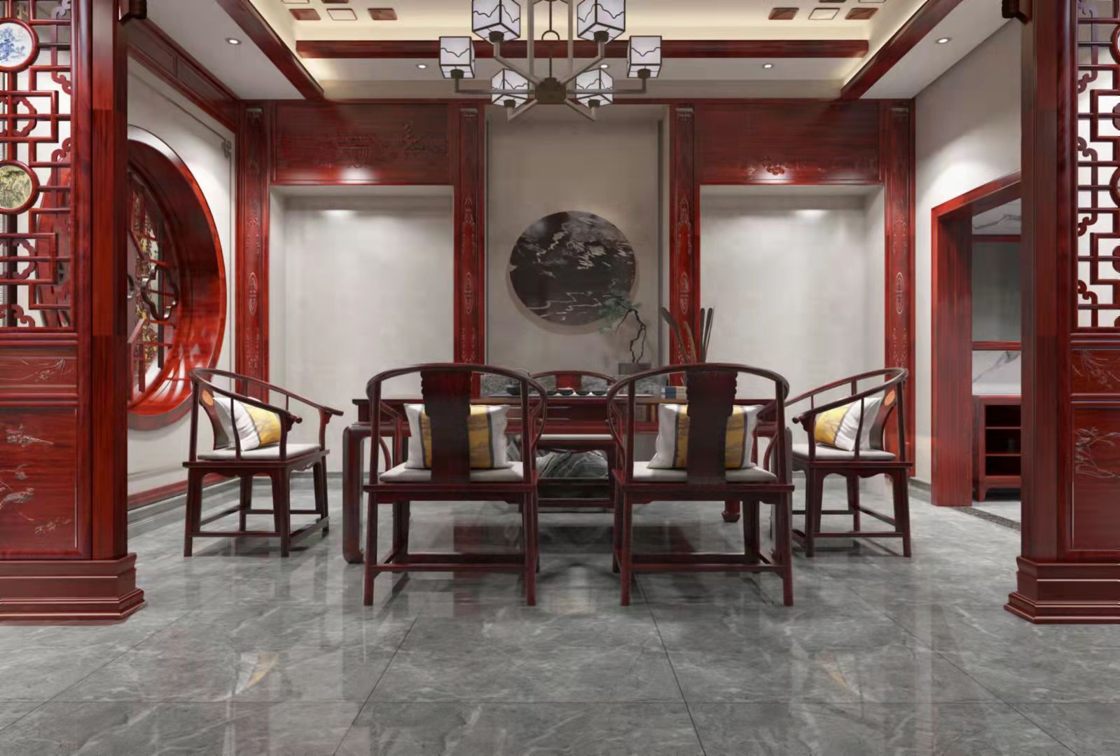 中式别墅红木装修，在现代生活中邂逅中式美好