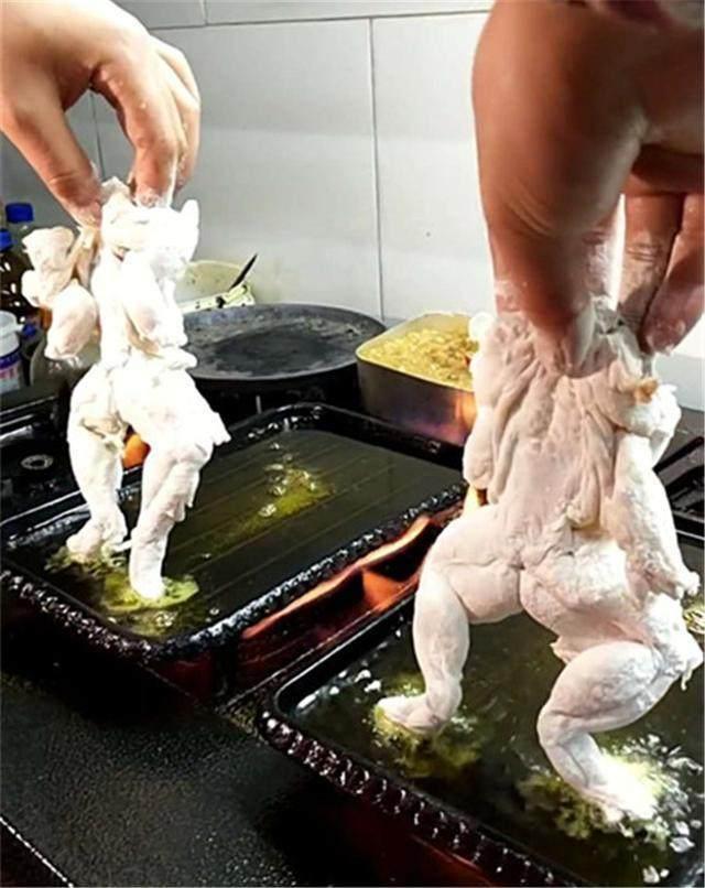 为了所谓的美食, 有些人吃油炸剥皮牛蛙