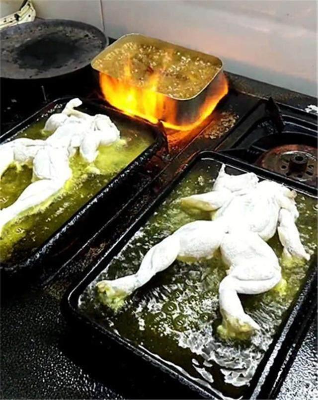 为了所谓的美食, 有些人吃油炸剥皮牛蛙