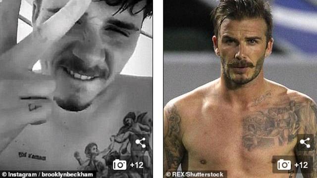 布鲁克林|贝克汉姆大儿子将富贵未婚妻双眼纹上颈，干啥啥不行，示爱第一名