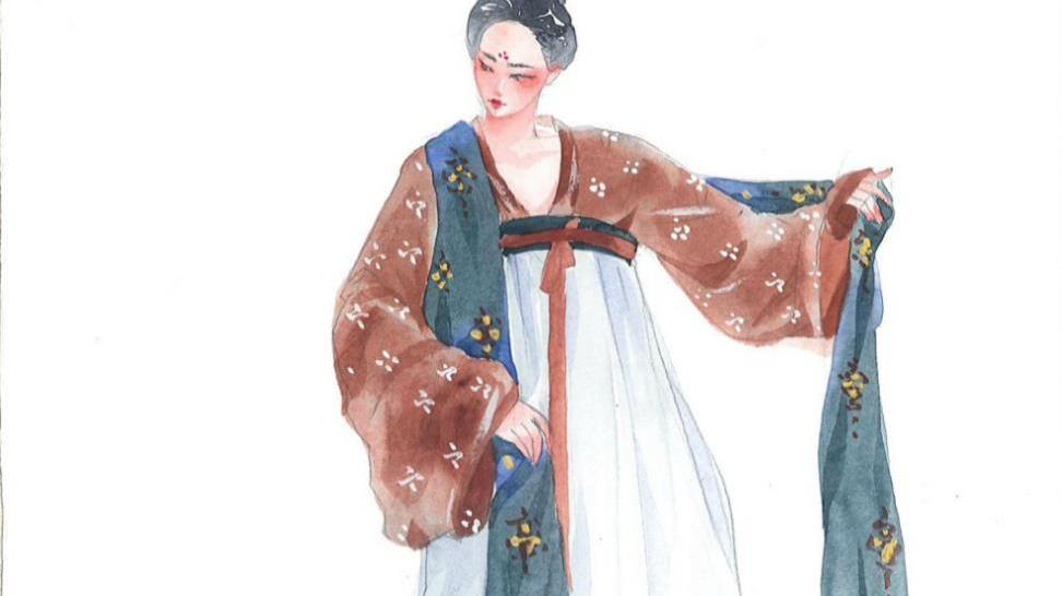 汉服水彩画｜感受华服之美