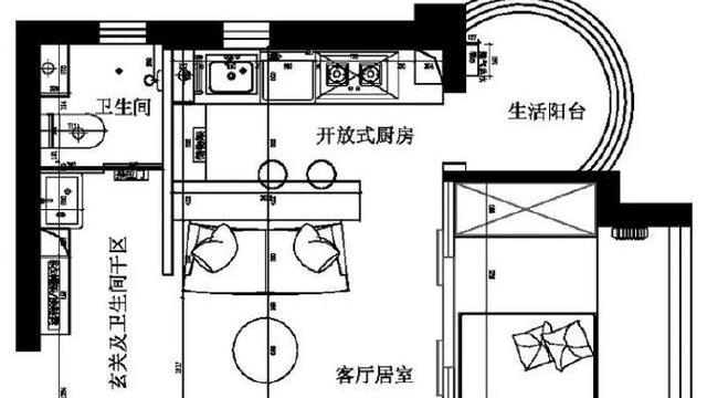 40平米的单身公寓装修完工，入门就被迷住了，半圆阳台采光超棒