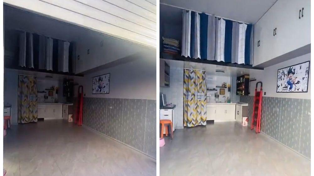 他把18㎡车库改成小家，厨卫卧室要啥有啥，网友：再吵架睡车库