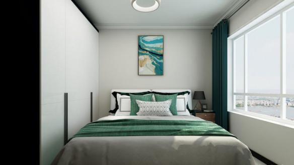 94平二居室客餐厅遥相辉映，原木色地板与电视背景墙色调一致