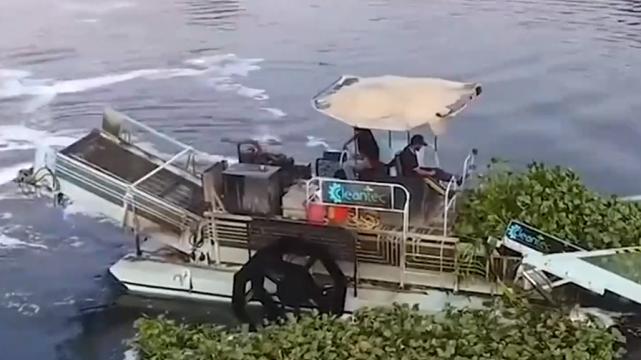 美国人是怎么清理河道垃圾的，这样的机器，还是第一次见