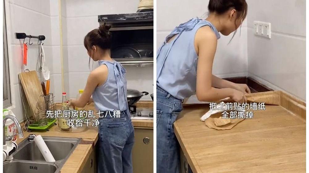 23岁女生改造城中村老房，花超低预算，将厨房客厅改成理想的样子