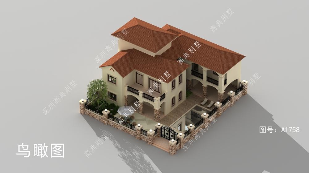 带游泳池的欧式别墅，视野很开阔，装修后更高端，大气，上档次。