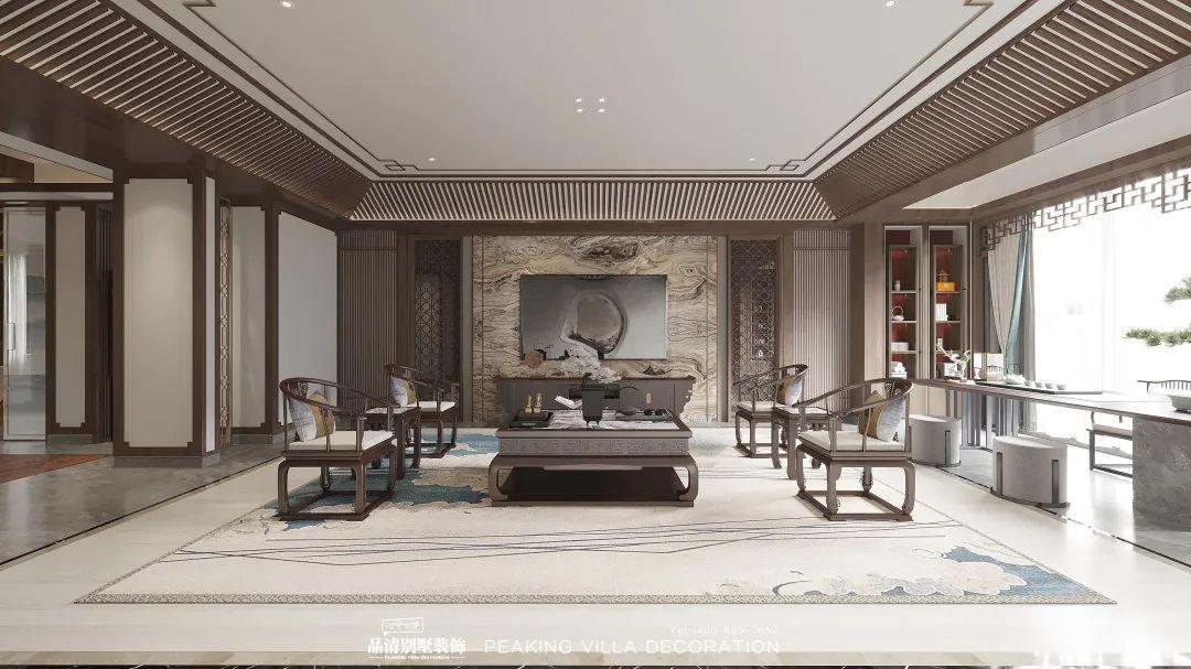 别墅装修|在1800㎡别墅中品味新中式里的诗境美学