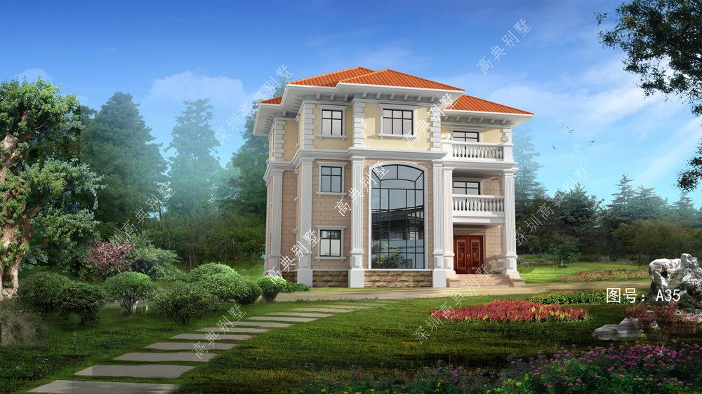 这款欧式别墅满足你的所有要求，外观简洁大气，很有气质。