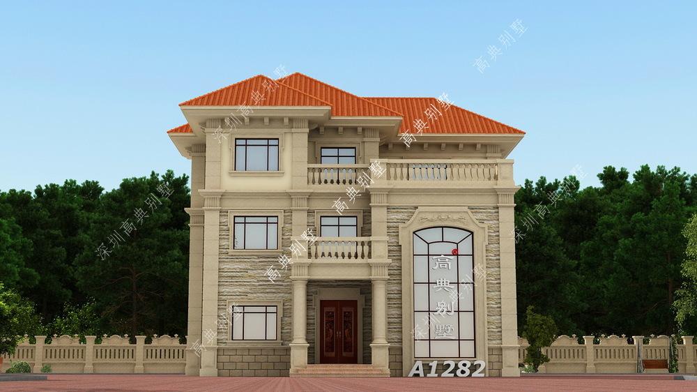 色彩清新的欧式别墅，在青山绿水中更加别致优雅，让人眼前一亮。