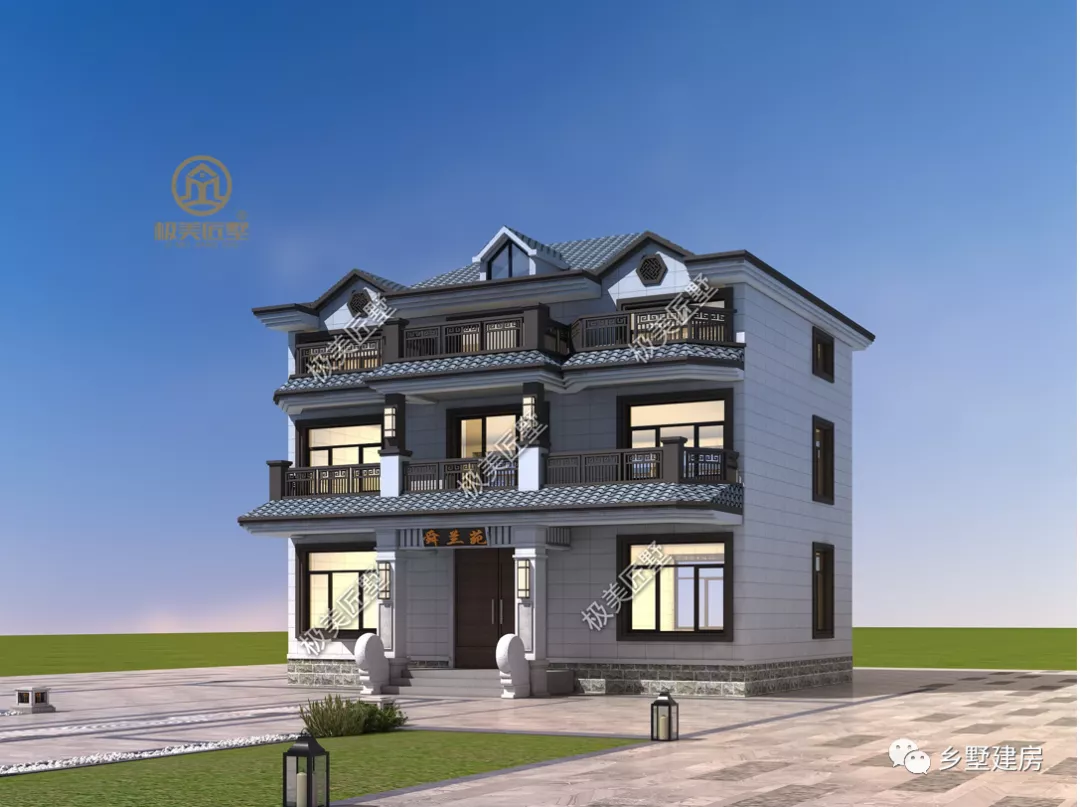 对称设计的中式别墅，占地80平也能建豪宅，一起来看看！