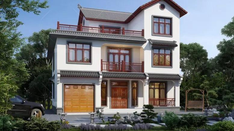 12×12米三层中式别墅，7室3厅+茶室+车库，让人一见倾心