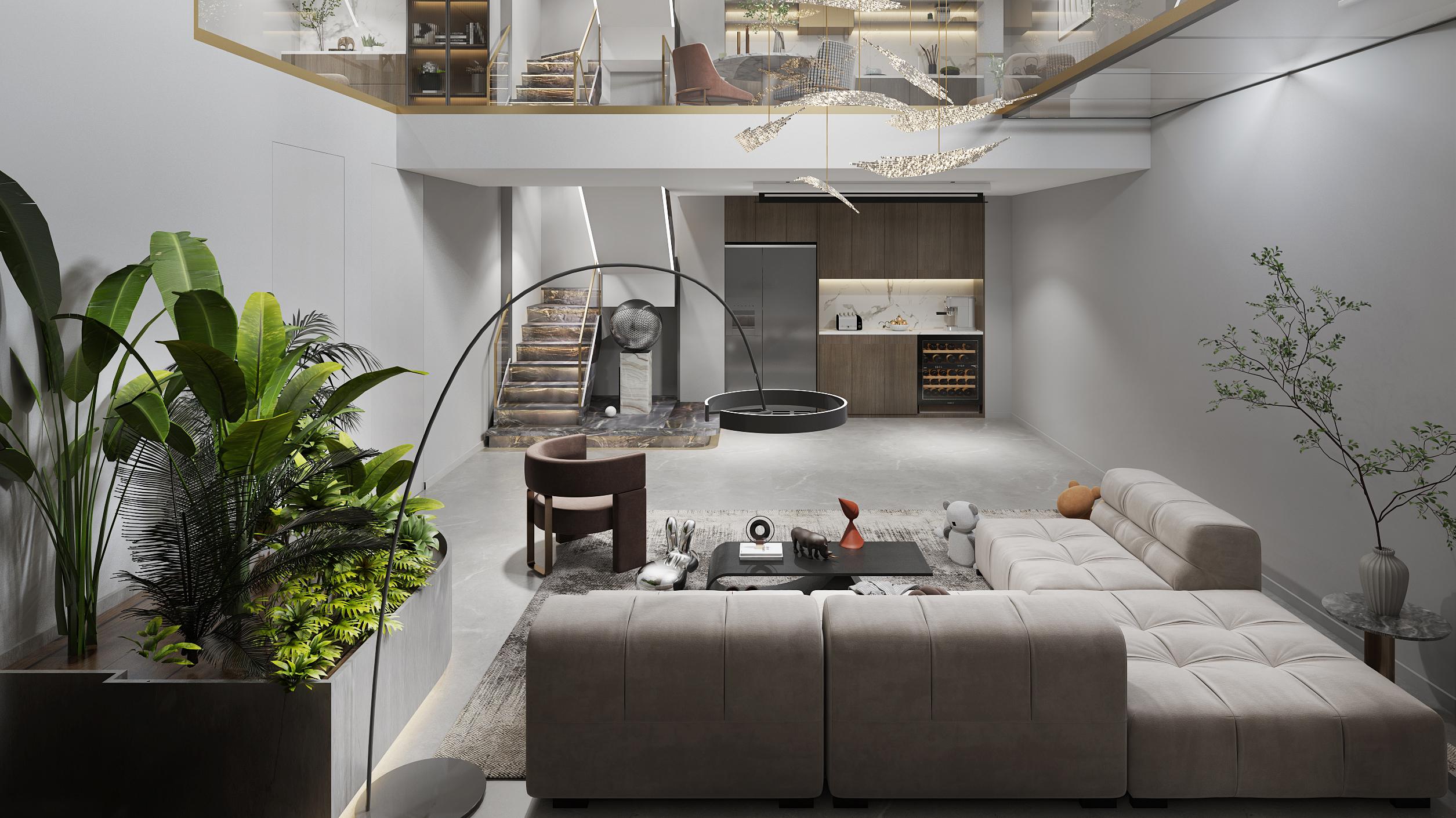 要夸这位业主有眼光，买一楼复式，地下室层高5米4现浇成4层别墅