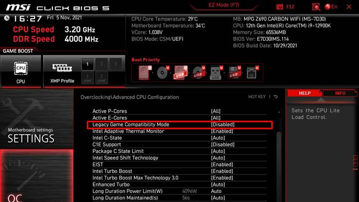 微星Z690主板Beta BIOS添加传统游戏模式选项，解决游戏DRM问题