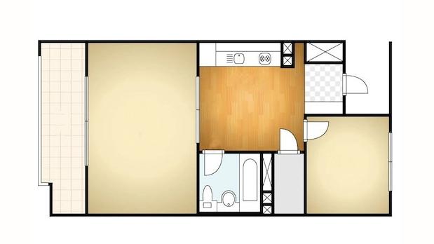 56平的一居室，不睡卧室坚持在客厅住下，卫生间三式分离！真出众