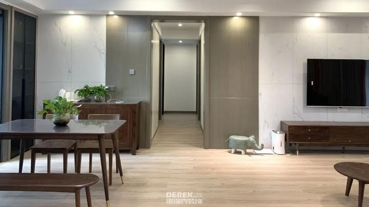 143平现代风格实景案例赏析，厨房三联动门设计通透明亮