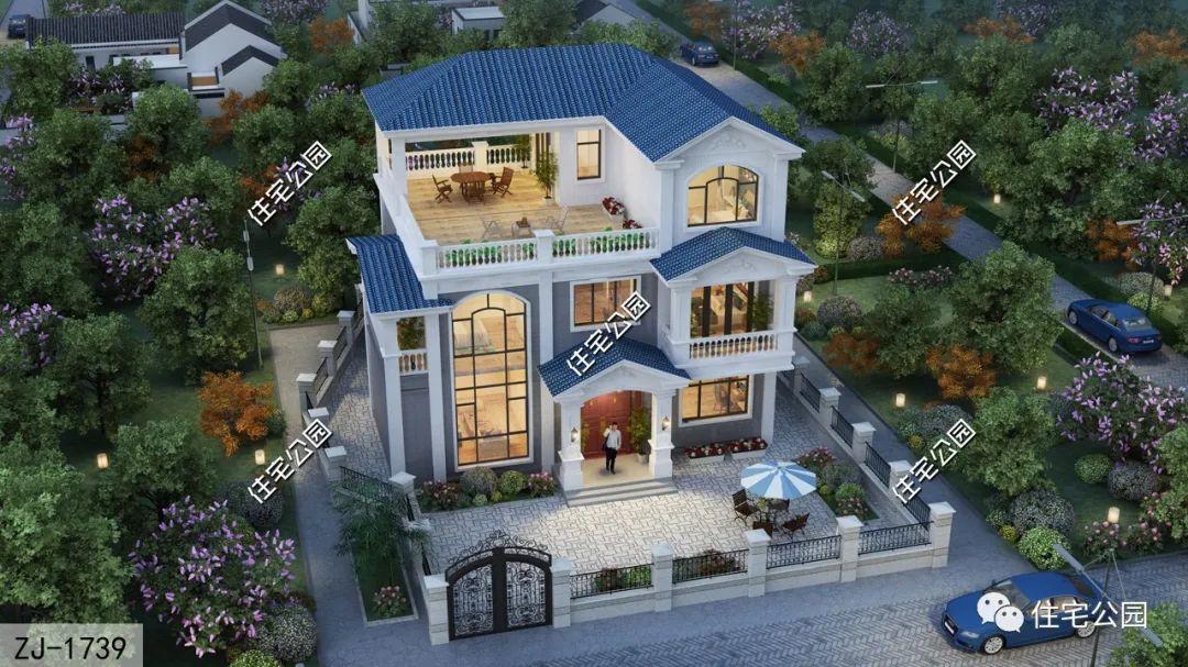 落地窗+大露台，12×12米清新欧式别墅，感受全新生活