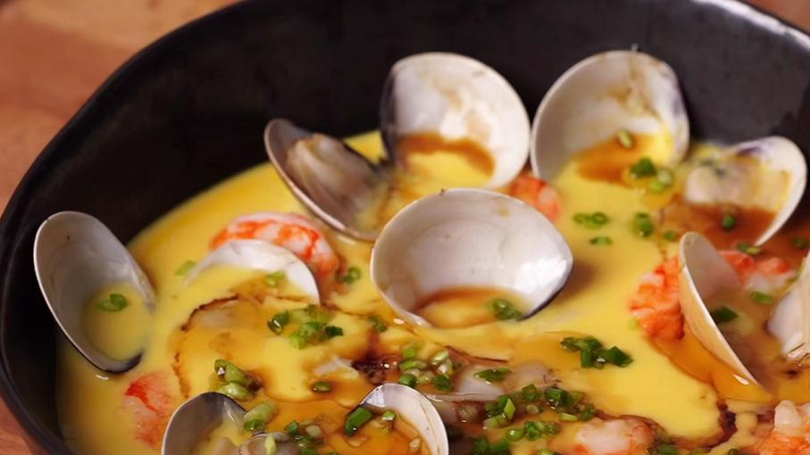 蛤蜊|一道非常鲜美，口感超级丝滑的料理，海鲜蒸蛋的超简洁教学