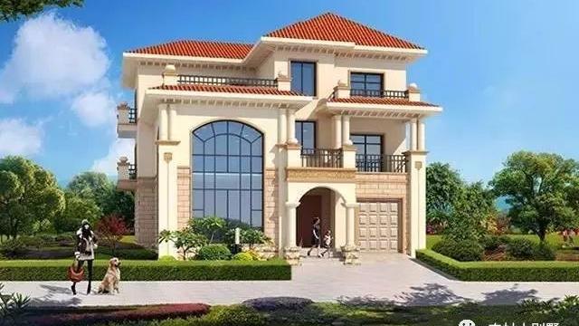 豪华三层带车库复式别墅豪宅，挑空客厅+旋转楼梯，值得建