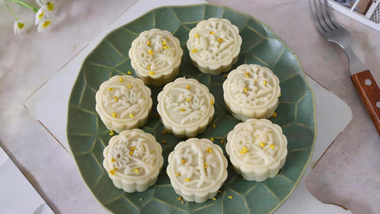 月饼|不用蒸不用烤，1分钟学会网红米月饼，低糖低脂，健康又好吃