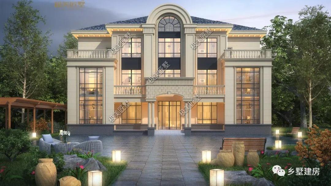 两兄弟建房，20.24X12.74米共用堂屋，欧式风格奢华大气