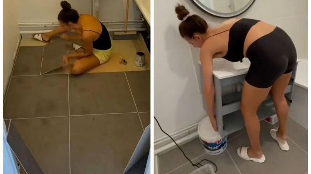 一位小姐姐买下破旧老房，为省钱自己动手装修，网友：太能干了