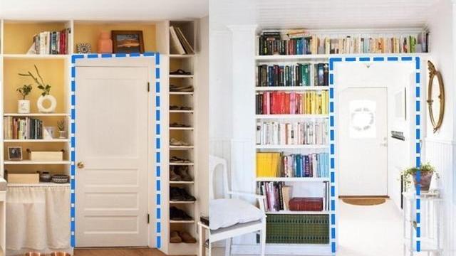 门头上方空间不浪费，木工装排简单置物架，解决小卫生间收纳难题