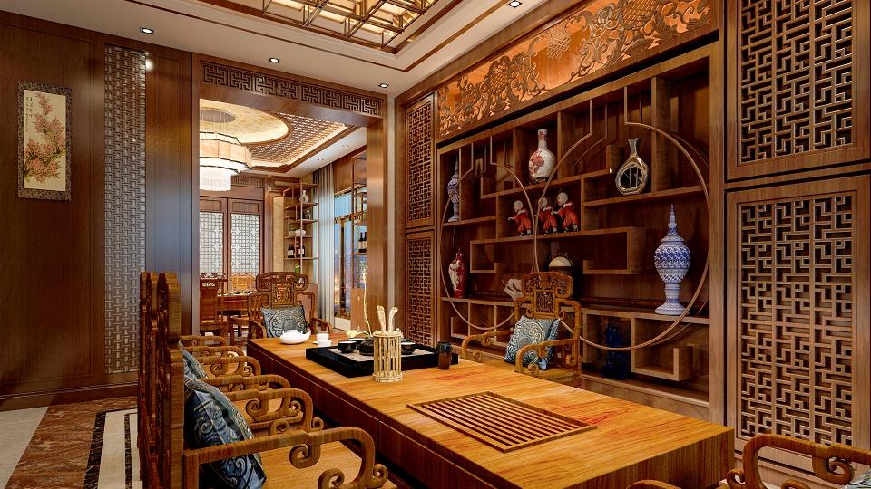 中式设计｜320㎡大宅装修 国人嘛就是好个面子，中式设计在气势上完全满足。