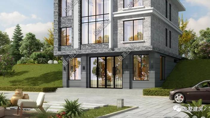 三层现代风别墅，造型时尚充满现代感，我不信你不爱