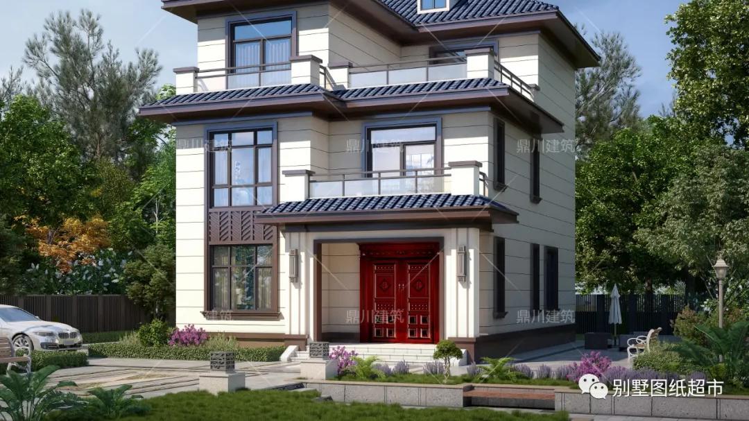 开间9米三层别墅，小面宽大格局，想百看不厌就选新中式风格