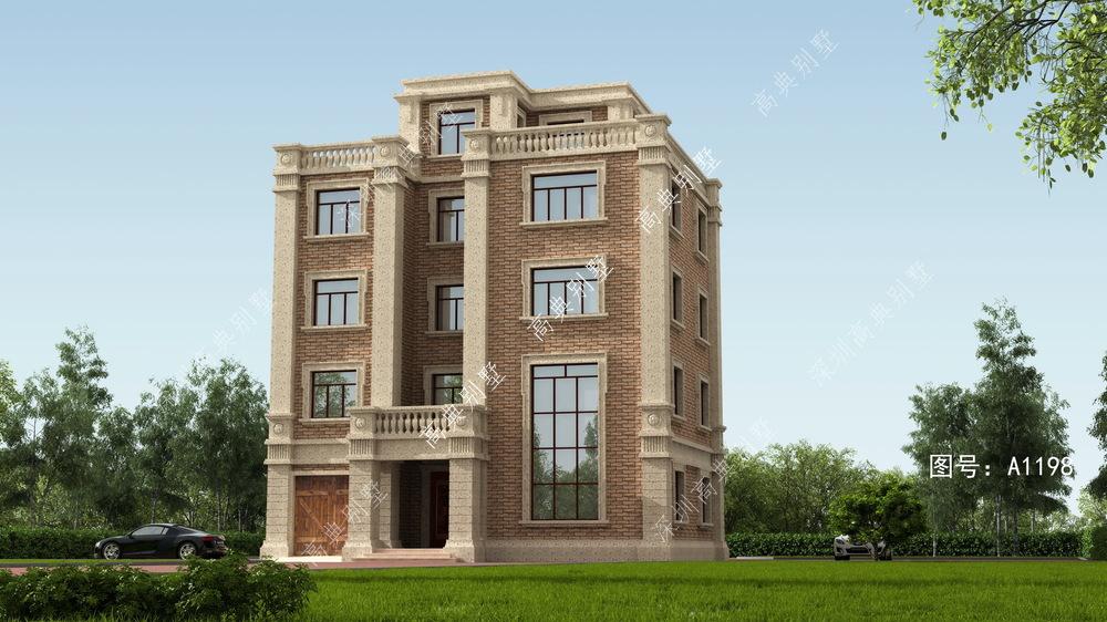 平屋顶的欧式别墅，造型美观，整体简约大气。