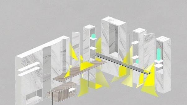 这个装修想法很有创意，入户用大理石隔断做端景墙，也能多个书房