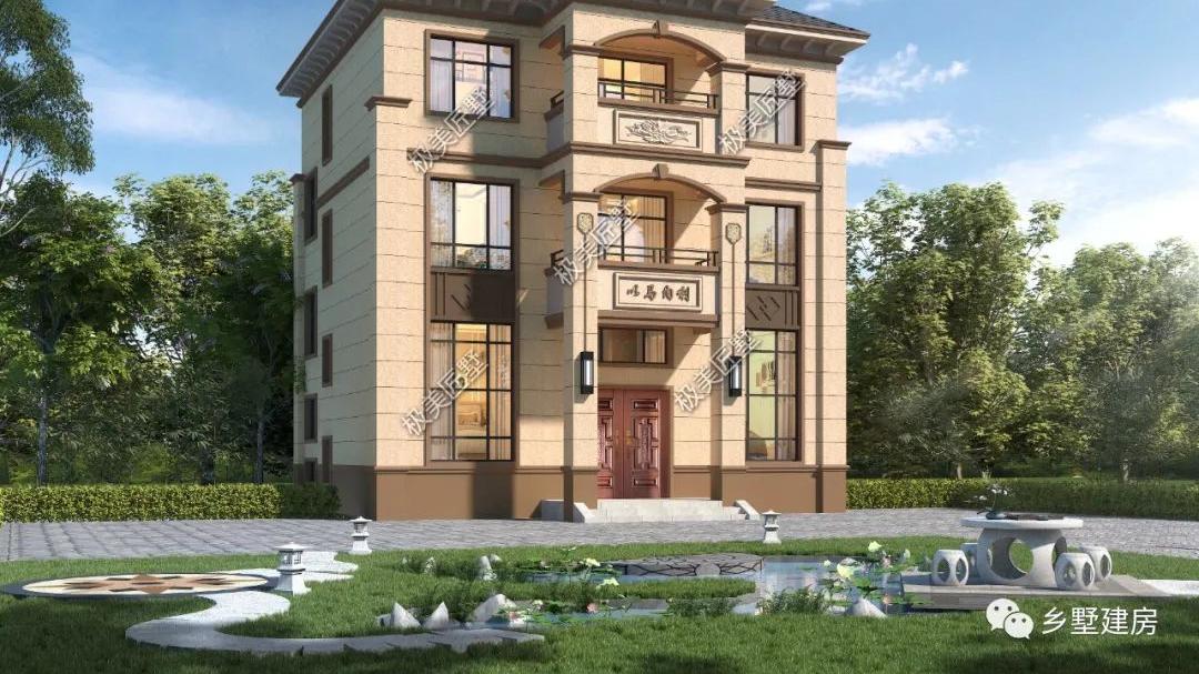 12X10米，对称设计的中式别墅，小开间也能有大气豪宅感