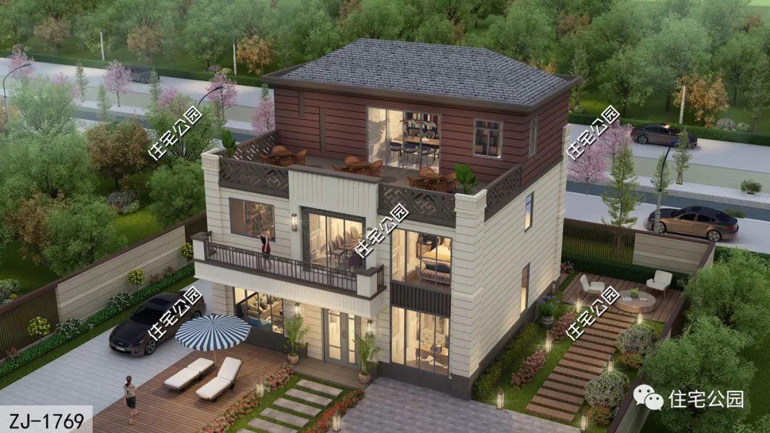 11×10米三层宜居别墅，都说农村建房，屋顶露台一定不能少