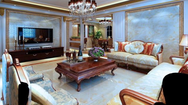 160平欧式风三居室简而不失大气，木色的古典质感让空间更稳重