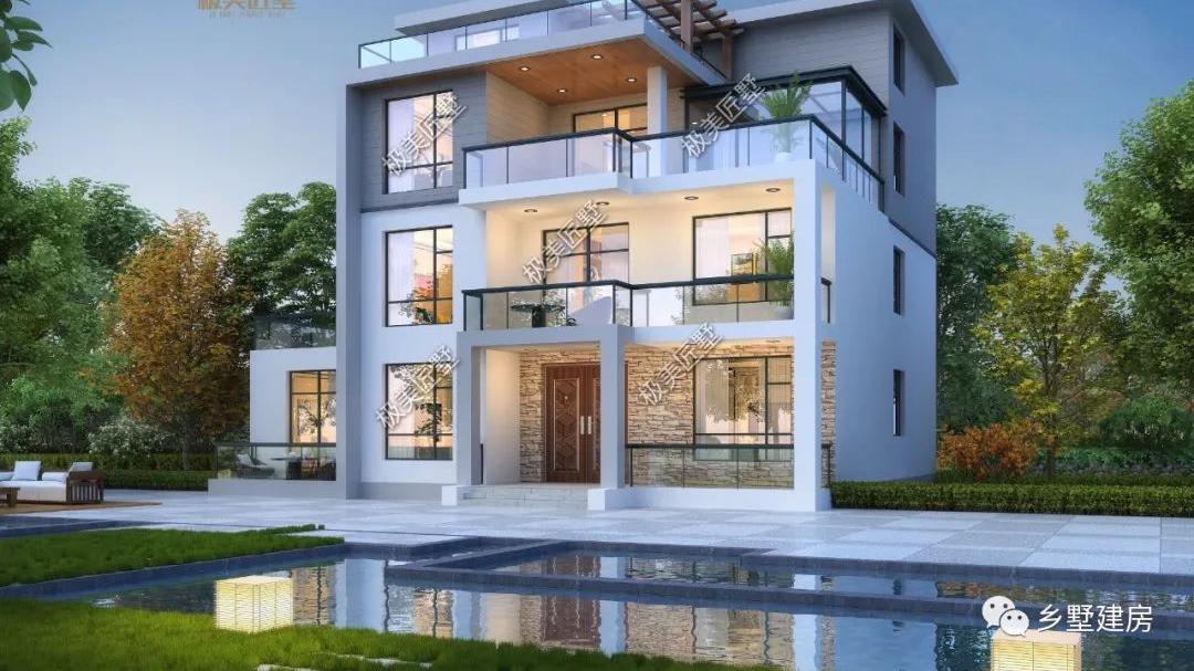 16.44X12.38米，具有设计感的现代风别墅，时尚漂亮