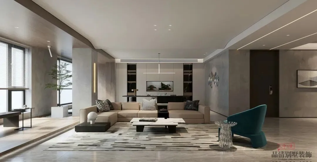 品清别墅装饰|路劲天御300平现代极简风