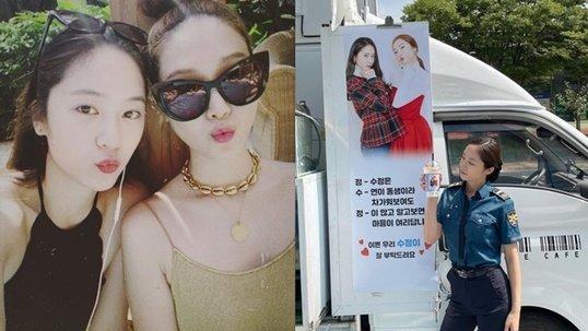 郑秀妍|郑秀晶认证Jessica应援咖啡车，郑秀妍为妹妹新剧助威