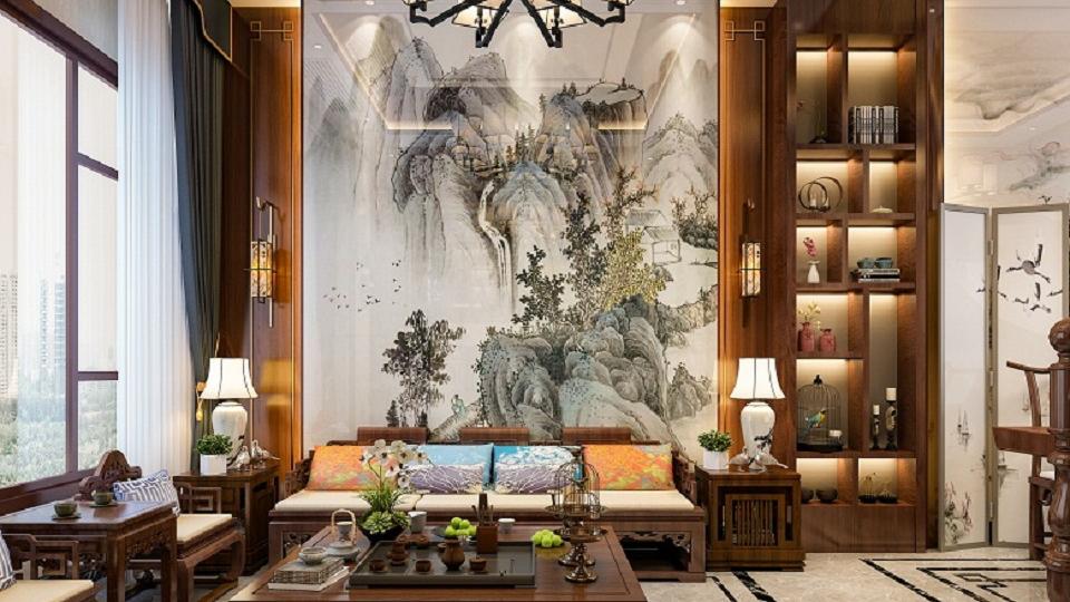 中式设计｜大宅装修330㎡传统家居文化的呼声——回归自然吧。